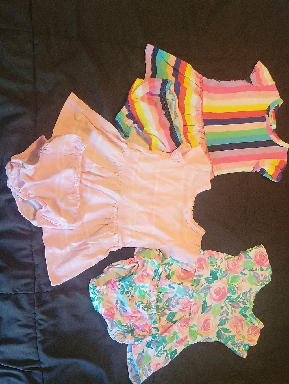 wonder nation Pink, Rainbow, Floral Girls Casual Dress Set